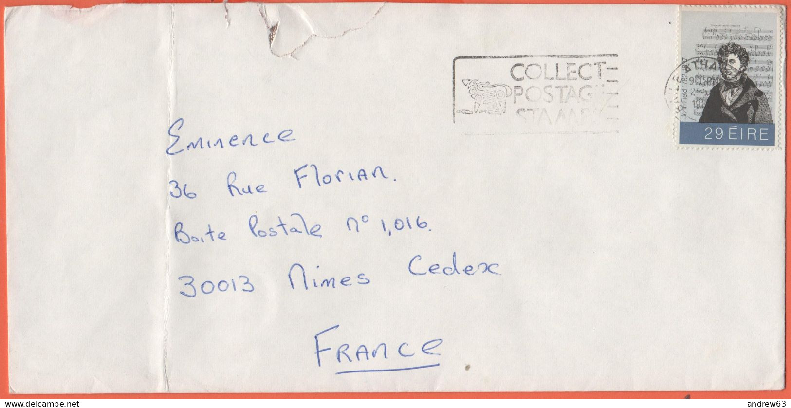 IRLANDA - IRELAND - Irlande - EIRE - 1982 - 29 John Field 1782-1837 - Viaggiata Da Baile Átha Cliath Per Nîmes, France - Lettres & Documents