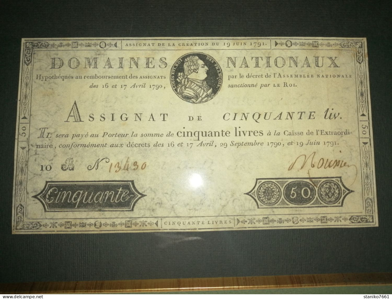 TRES BON ETAT ASSIGNAT DE 50 LIVRES 19 JUIN 1791 DOMAINE NATIONAUX VOIR PHOTOS - Assegnati