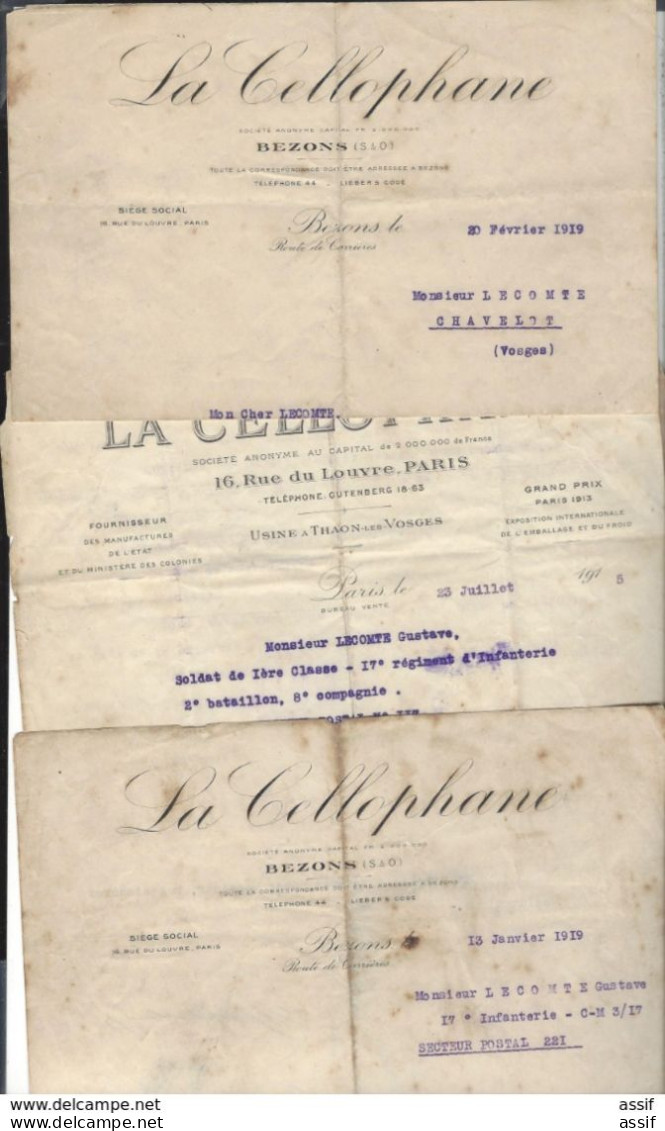 BEZONS " La Cellophane " Banquet 10 Décembre 1942 - Grand Carton 3 Volets + 3 Lettres ( 1915 - 1919 ) - Non Classificati