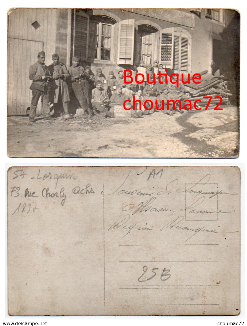 1837, Moselle, Lorquin, Carte Photo, Basse Loraine, Région Reconquise, Groupe De Poilus 73 Rue Charly Ochs, WW1 - Lorquin