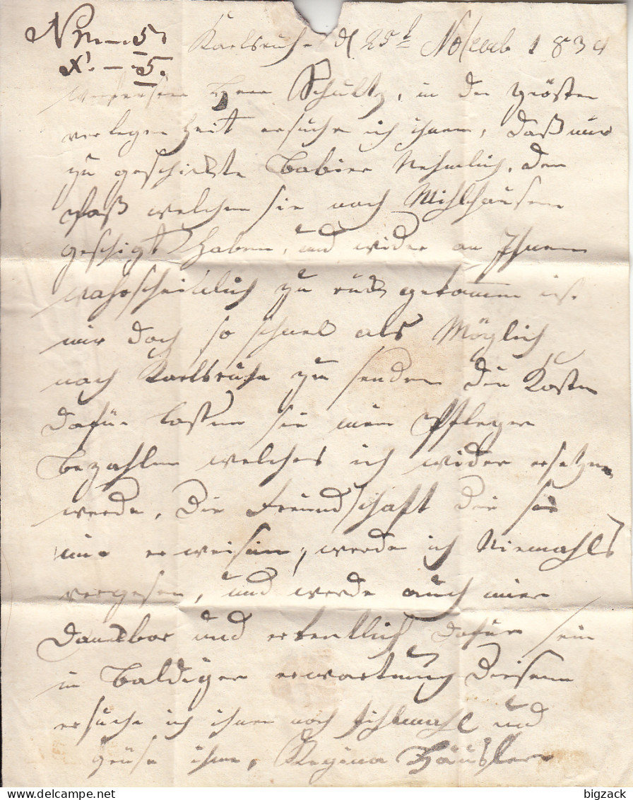 Baden Brief Roter L2 Carlsruhe 29. NOV. 1836 Gel. Nach Nagoldt In Württemberg - Lettres & Documents