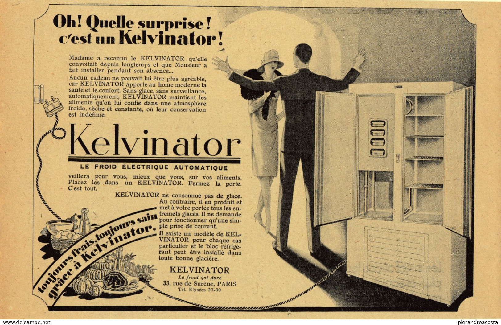 Oh! Quelle Surprise! C'est Un Kelvinator. Advertising 1927 - Advertising