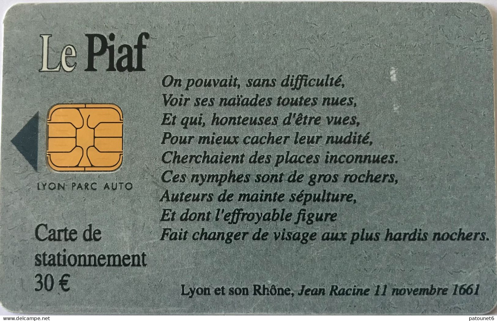 PIAF   -  LYON   -  Lyon Parc Auto  -  30 E. - Cartes De Stationnement, PIAF