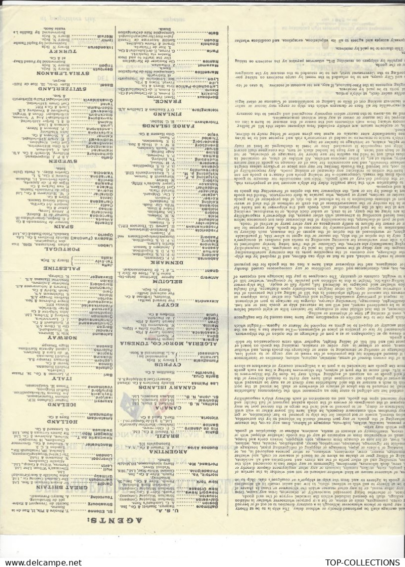 1951 NAVIGATION CONNAISSEMENT BILL OF LADING DET FORENEDE DAMPSKIBS SELSKAB Copenhagen => Danglade &Fils pour  Bordeaux