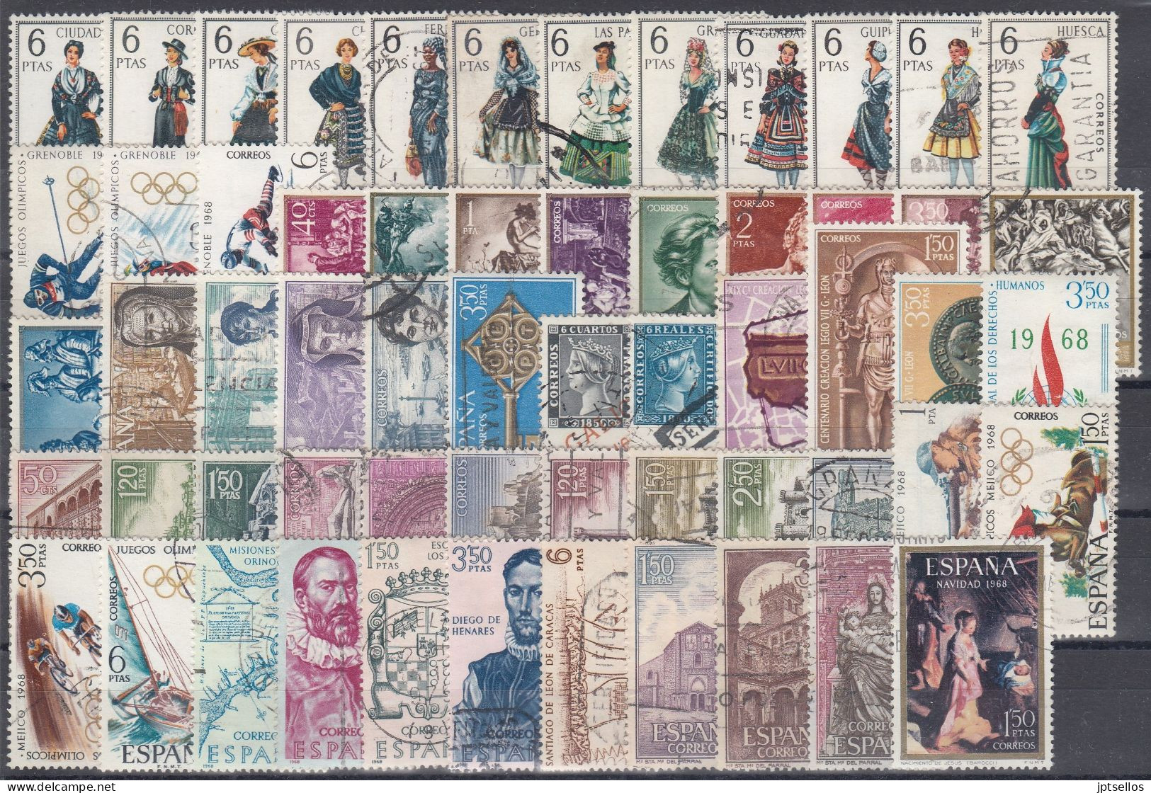 ESPAÑA 1968 Nº 1839/1897 AÑO COMPLETO USADO, CON TRAJES, 59 SELLOS - Años Completos