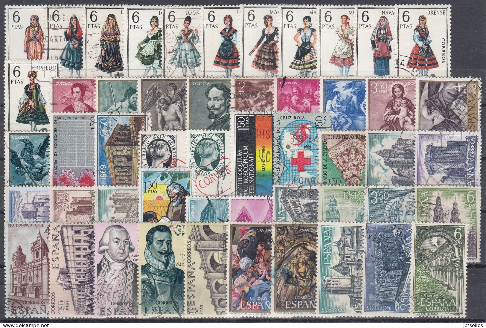 ESPAÑA 1969 Nº 1898/1948 AÑO COMPLETO USADO, CON TRAJES, 51 SELLOS - Años Completos