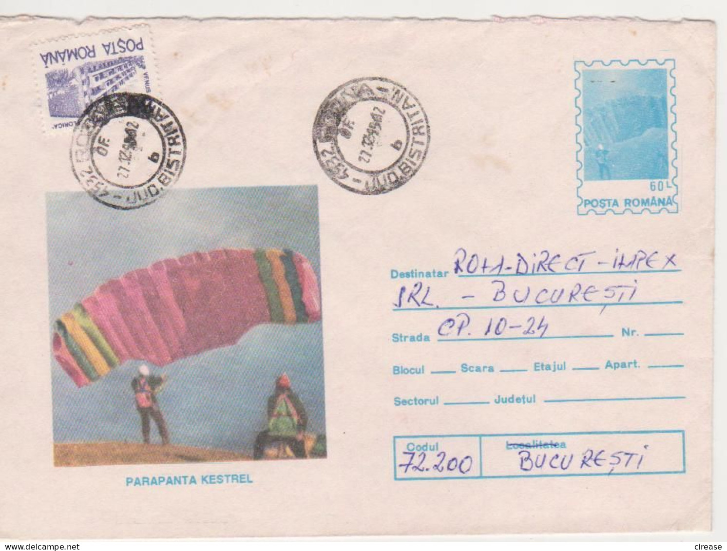 PARACHUTTING ROMANIA POSTAL STATIONERY - Parachutisme