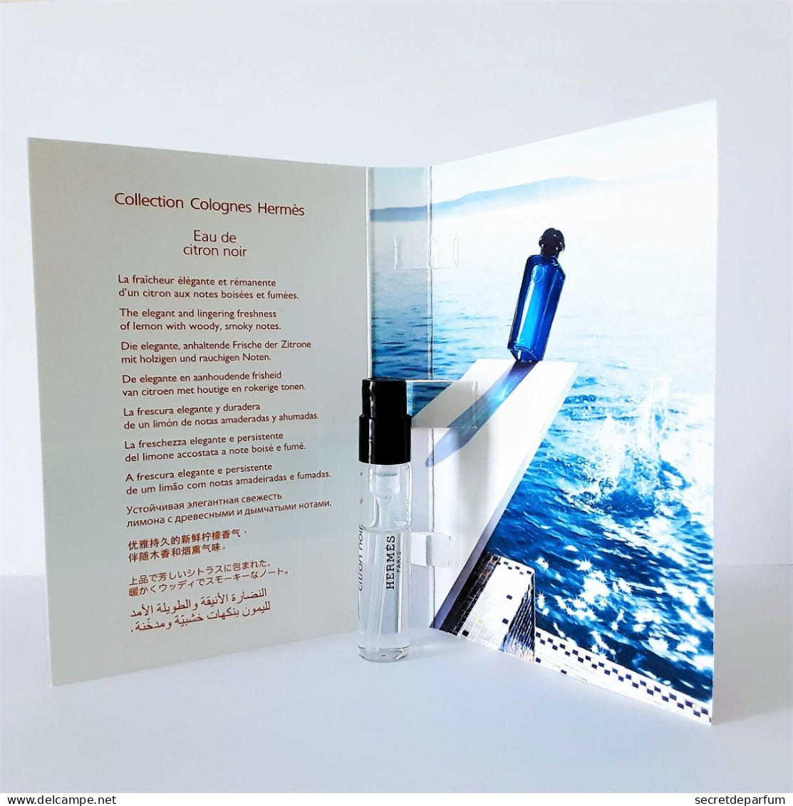 échantillons De Parfum Tubes Sur Cartes  EAU De CITRON NOIR  De HERMES EDC   Spray Tube 2 Ml - Perfume Samples (testers)