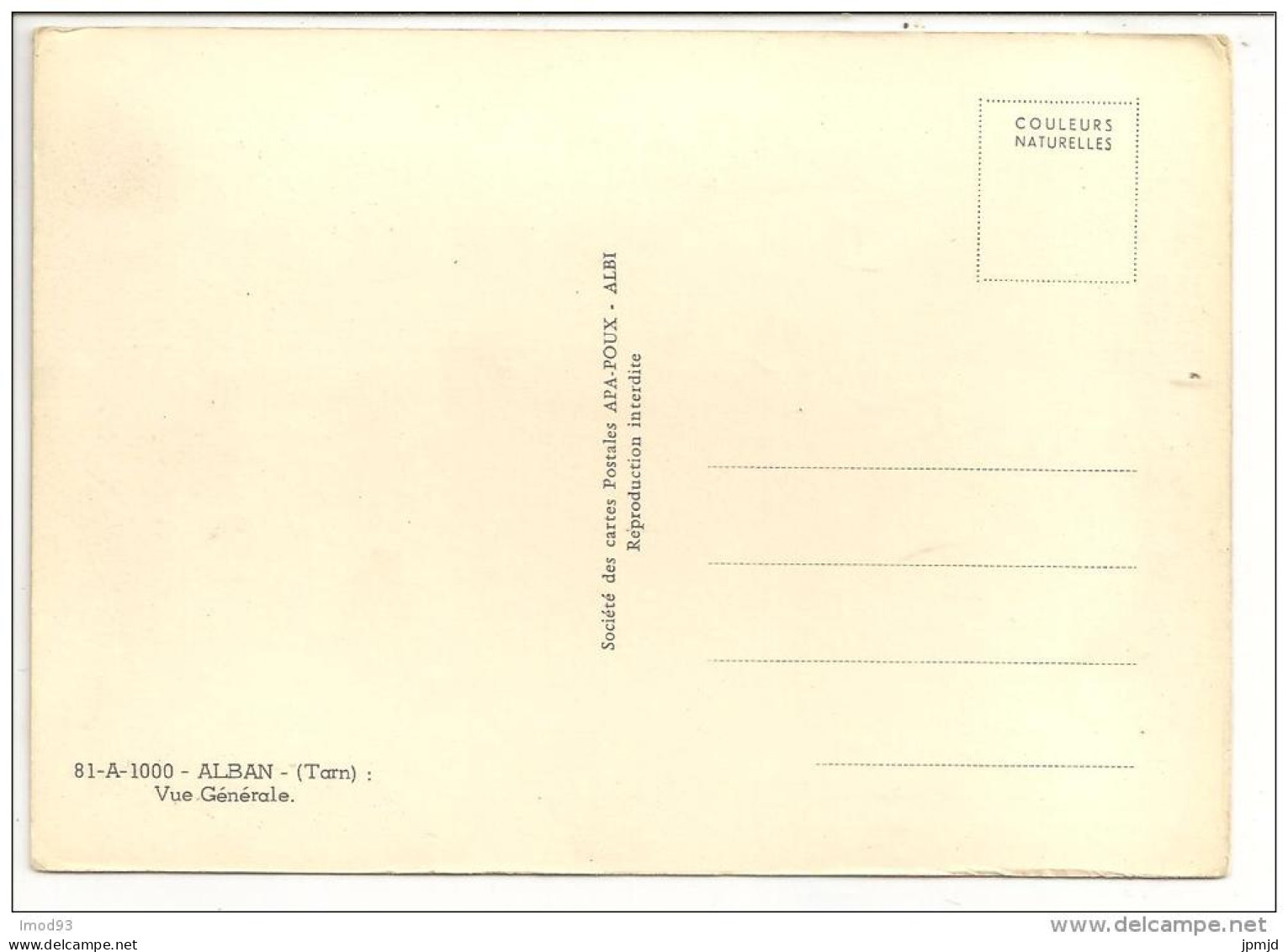 81 - ALBAN (Tarn) - Vue Générale - Ed. APA-POUX Albi N° 81 A 1000 - Alban