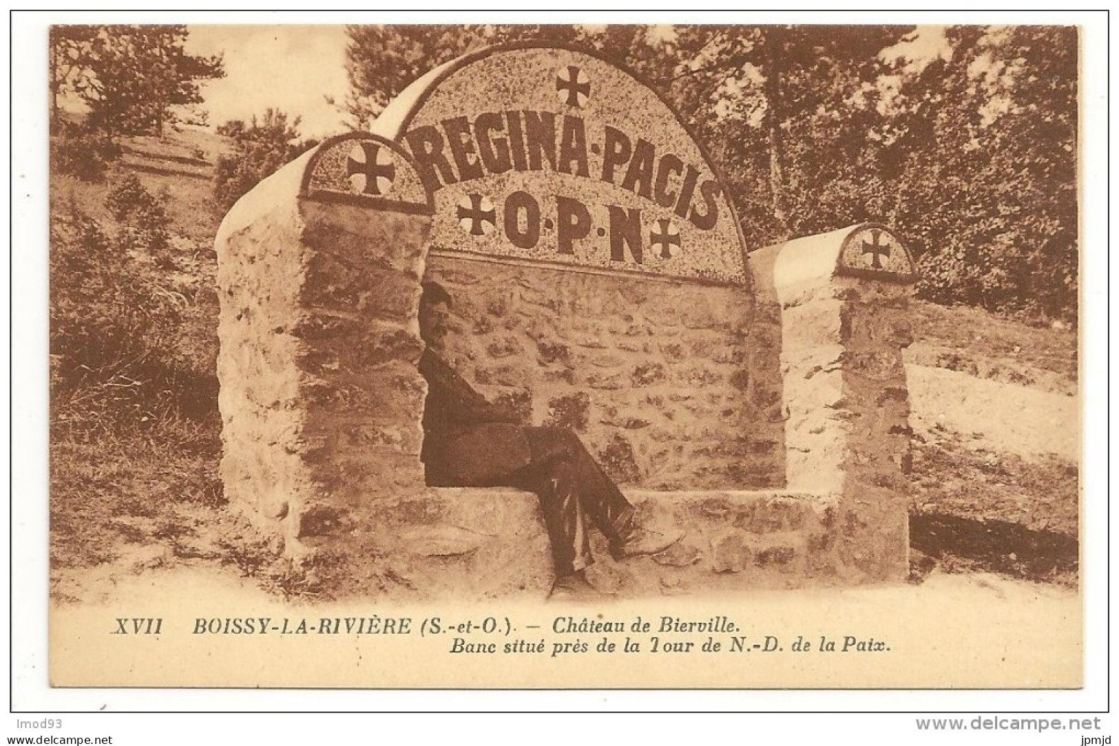 91 - BOISSY-LA-RIVIERE (S.-et-O.) - Château De Bierville - Banc Situé Près De La Tour De N.-D. De La Paix - éd. LL XVII - Boissy-la-Rivière