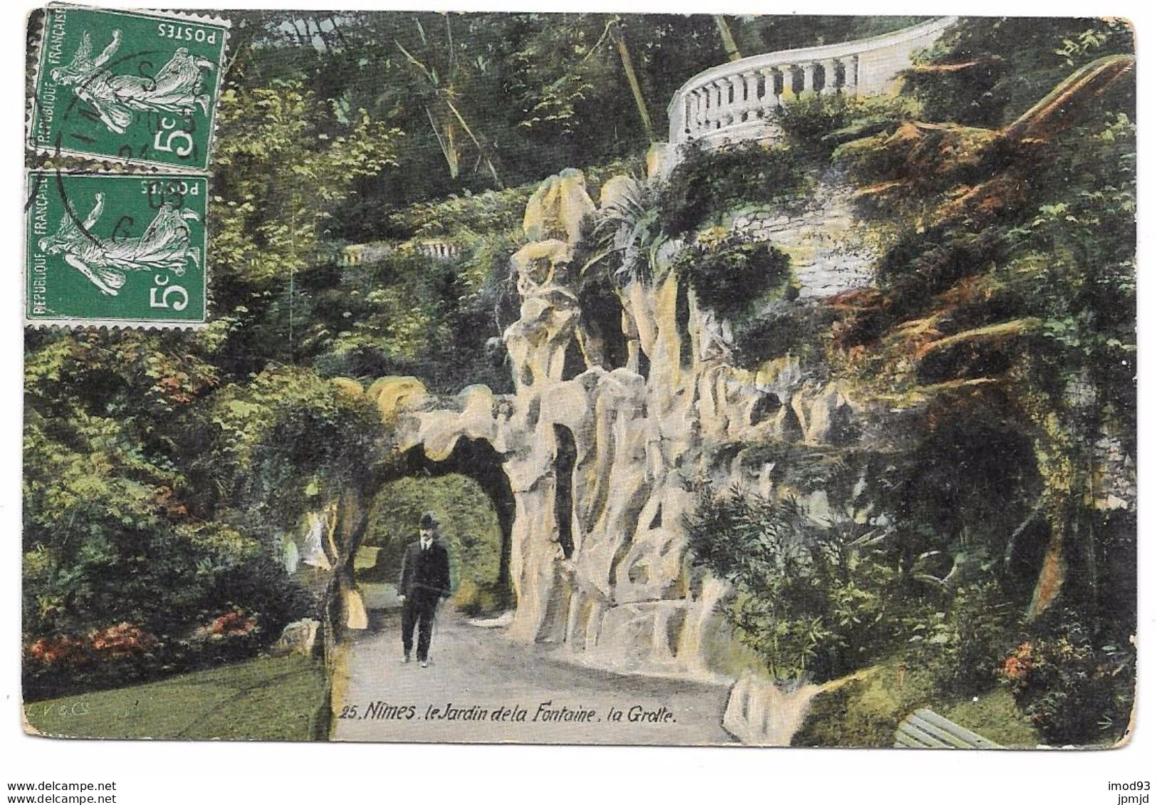 30 - Nîmes - Le Jardin De La Fontaine, La Grotte - Ed. L.V. & Cie N° 25 - Colorisée - 1908 - Nîmes