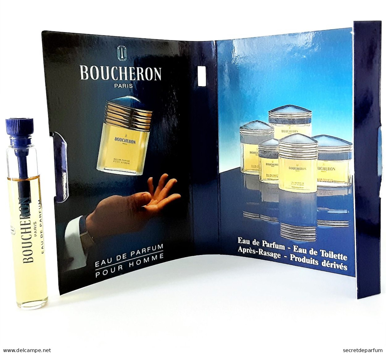 échantillons De Parfum Tubes Sur Cartes  BOUCHERON  De BOUCHERON  EDP  Pour HOMME Spray Tube 2 Ml - Parfumproben - Phiolen