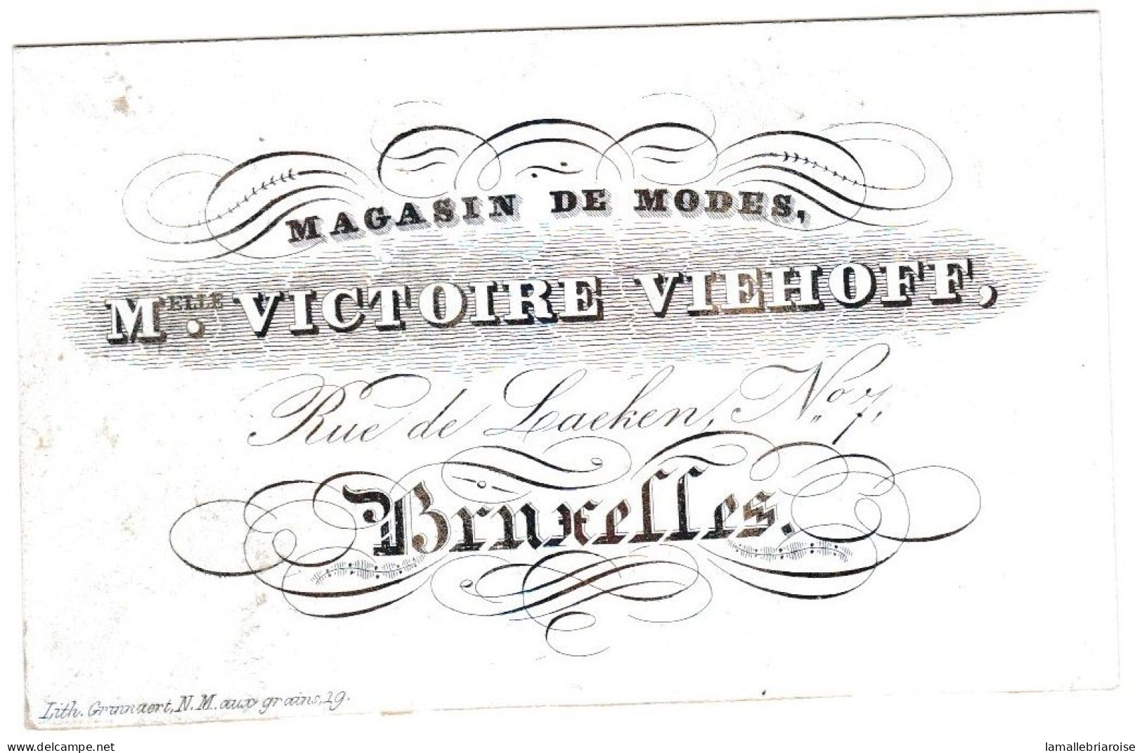 Belgique, Carte Porcelaine, Porseleinkaart, Melle Victoire Viehoff, Magasin De Modes, Bruxelles, Dim:84x53mm, - Cartoline Porcellana