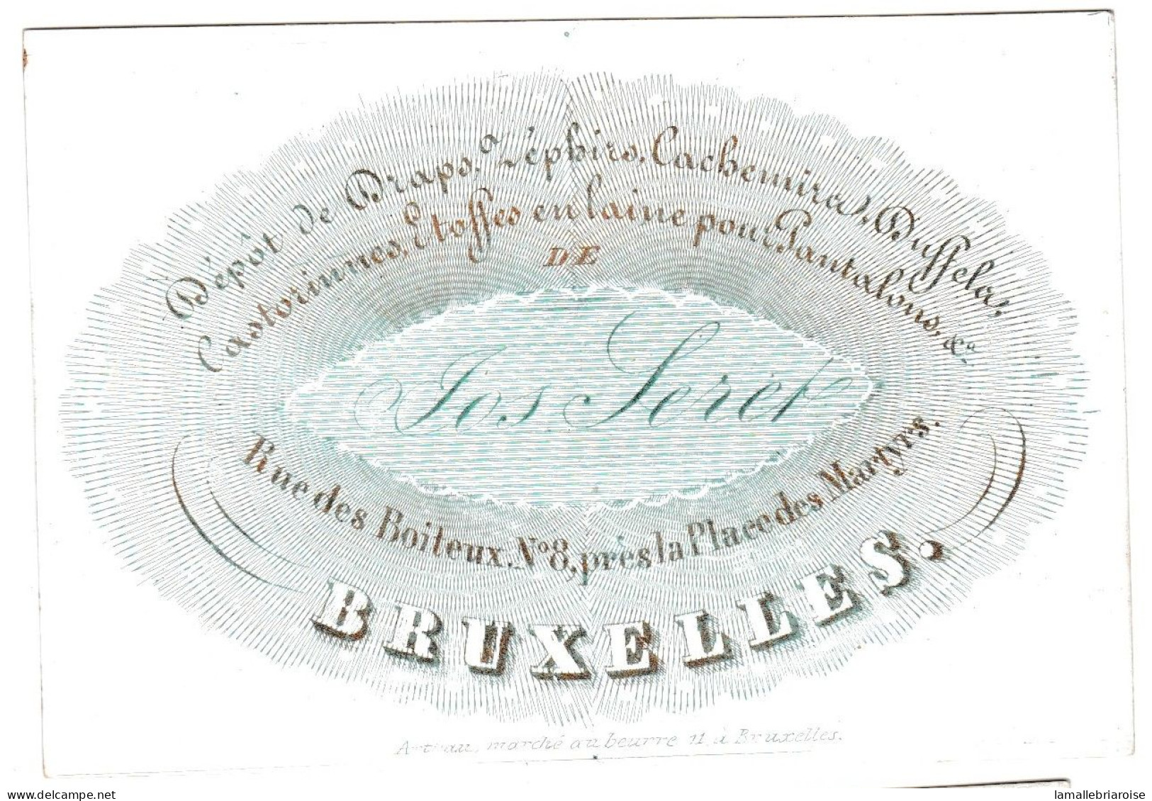 Belgique, Carte Porcelaine, Porseleinkaart,Jos Seret, Depot De Draps... , Bruxelles, Dim:103x71mm, - Porcelaine