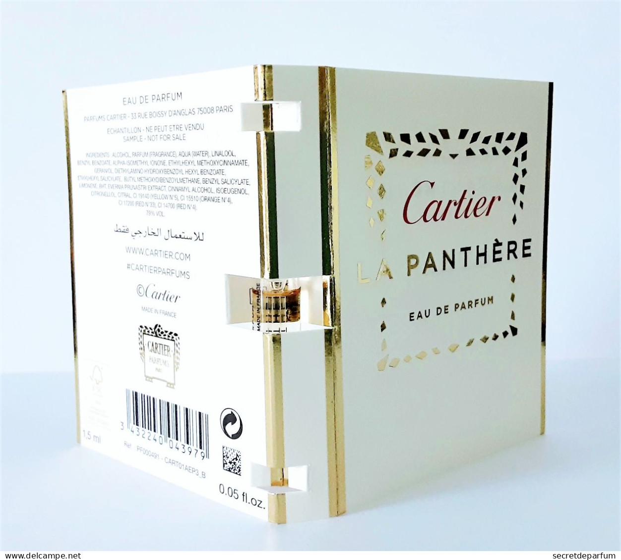 échantillons De Parfum Tubes Sur Cartes  LA PANTHERE  De CARTIER   EDP  Spray Tube 1.5 Ml - Echantillons (tubes Sur Carte)