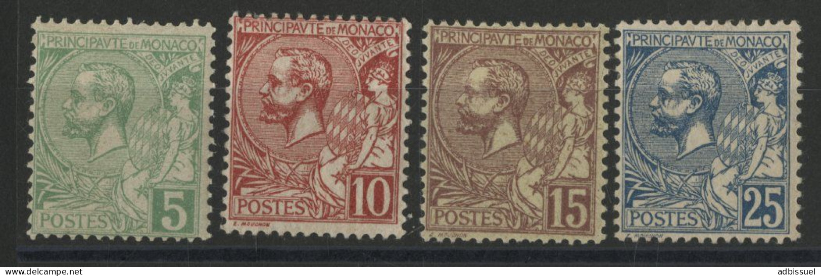 MONACO Cote 28,50 € N° 22 à 25 Neufs * (MH) Prince Albert 1er - Unused Stamps