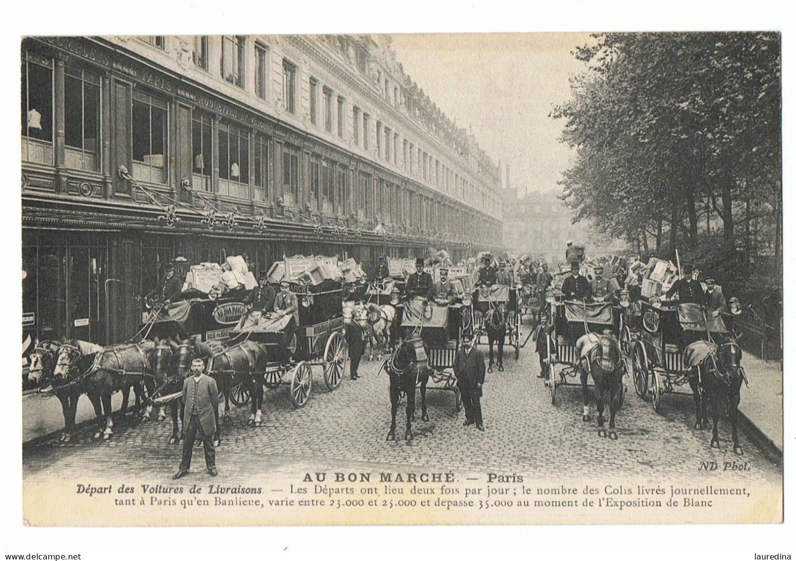 CP PARIS - AU BON MARCHE- DEPART DES VOITURES DE LIVRAISONS - Magasins