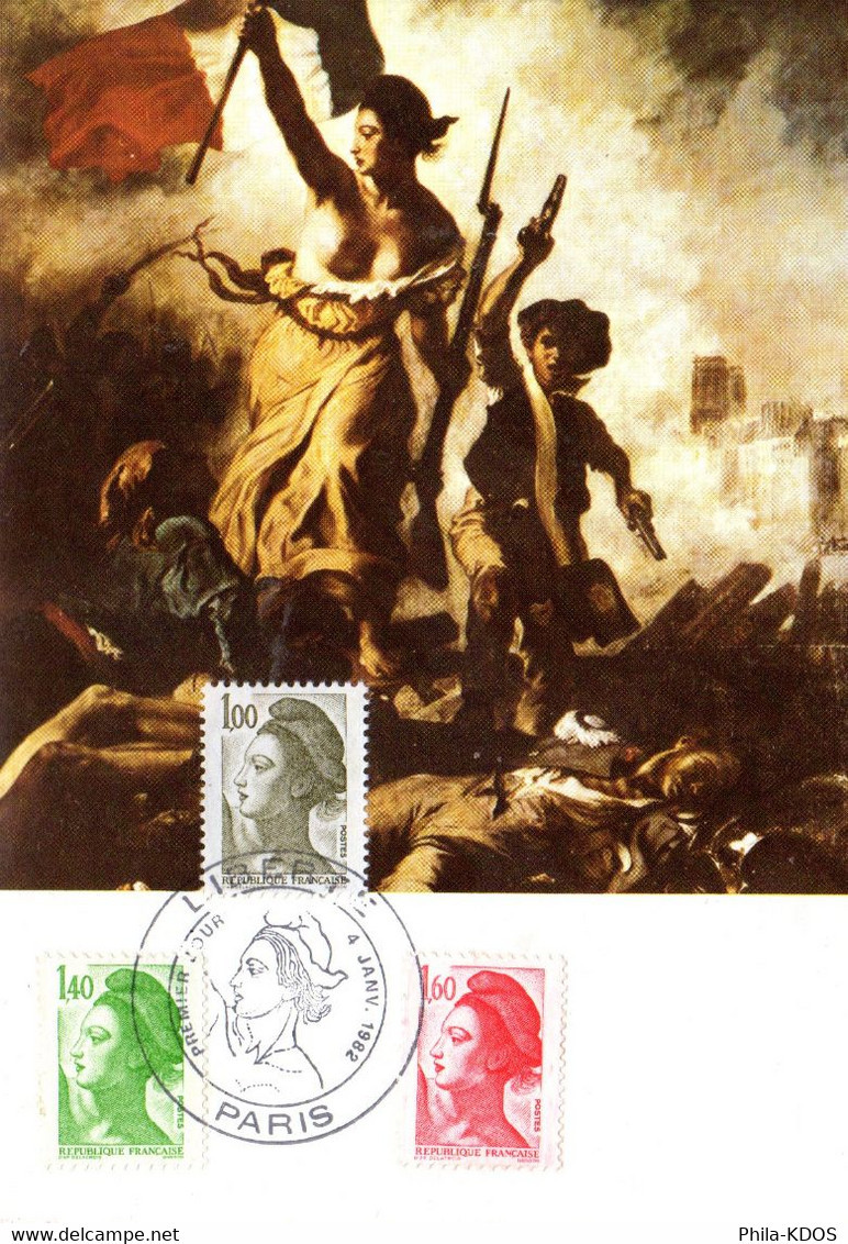 " TYPE LIBERTE " Sur Carte Maximum De 1982 N° YT 2185 à 2187. Parfait état. CM - 1982-1990 Liberty Of Gandon