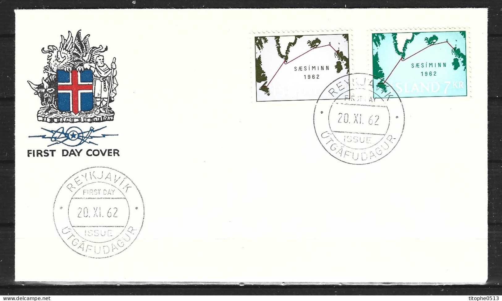 ISLANDE. N°321-2 De 1962 Sur Enveloppe 1er Jour (FDC). Câbles Téléphoniques. - FDC