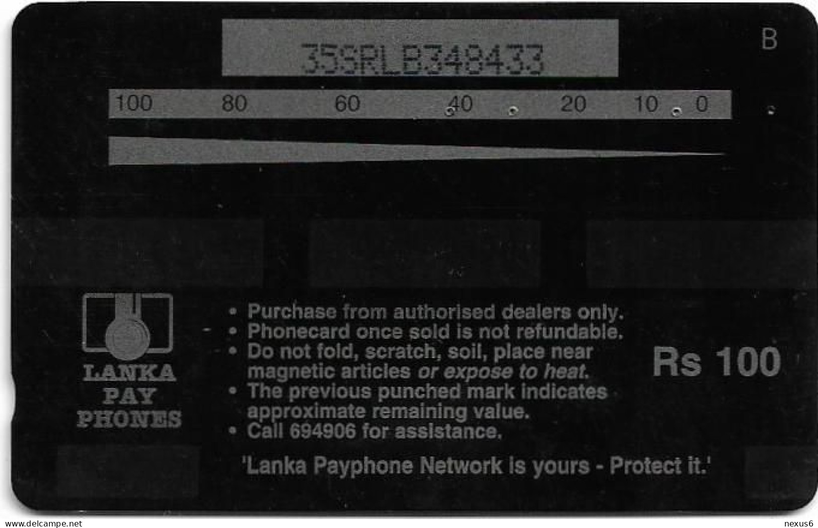 Sri Lanka - Lanka Pay Phones (GPT) - Indian Roller - 35SRLB - 100Rs, Used - Sri Lanka (Ceylon)