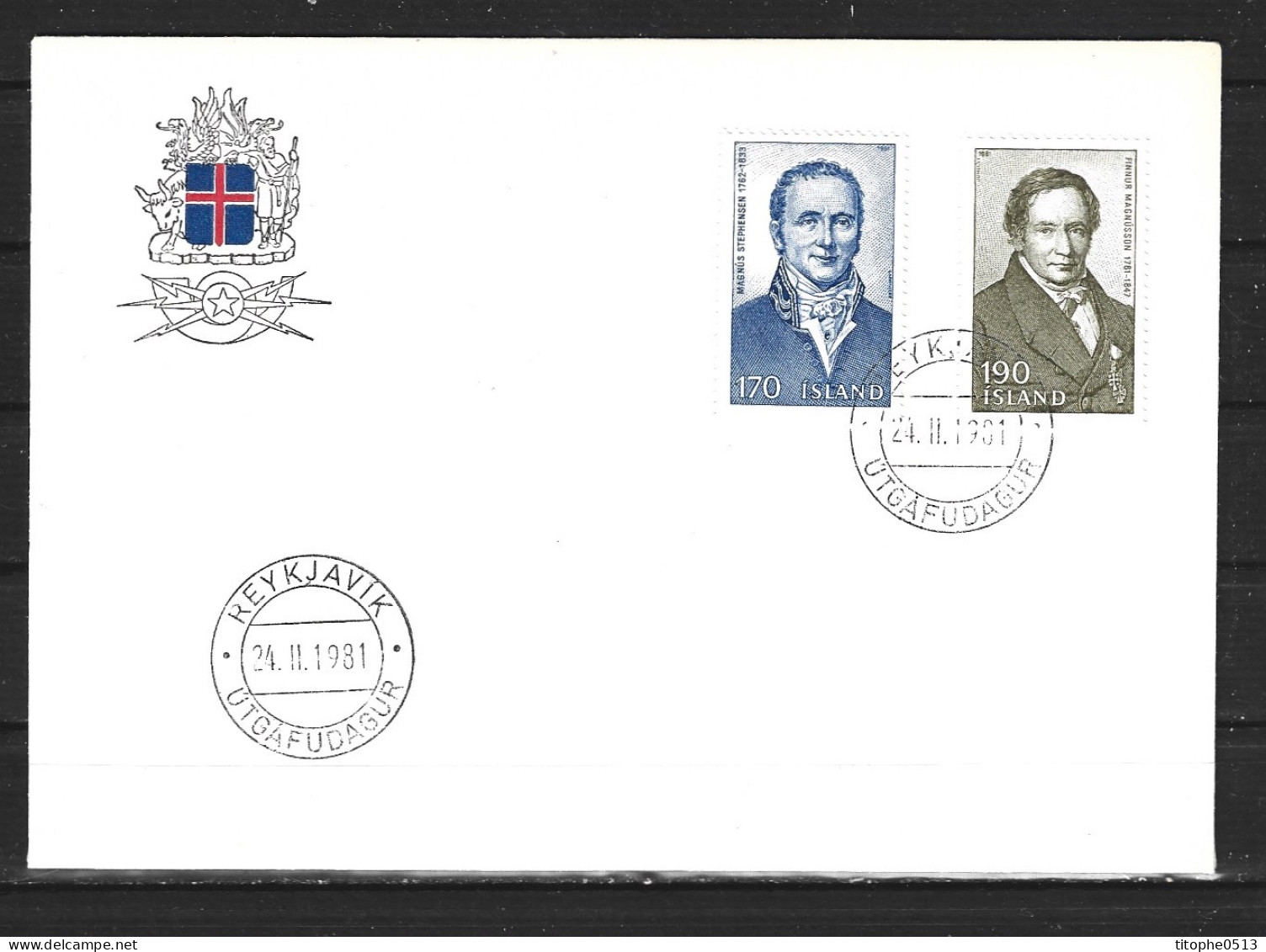 ISLANDE. N°516-7 De 1981 Sur Enveloppe 1er Jour (FDC). Personnalités. - FDC