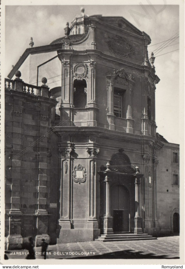 CARTOLINA  MARSALA,SICILIA-CHIESA DELL'ADDOLORATA-MEMORIA,CULTURA,RELIGIONE,IMPERO ROMANO,BELLA ITALIA,VIAGGIATA 1955 - Marsala