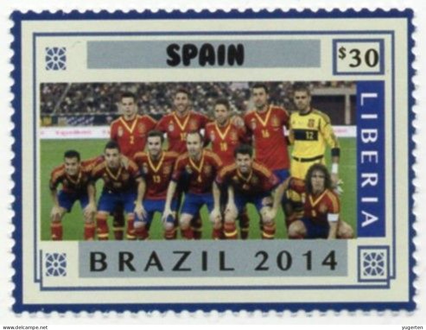 LIBERIA 2014 - 1v - MNH - Spain Team - Brazil World Football Championship - Soccer Calcio - Football - World Cup - 2014 – Brésil