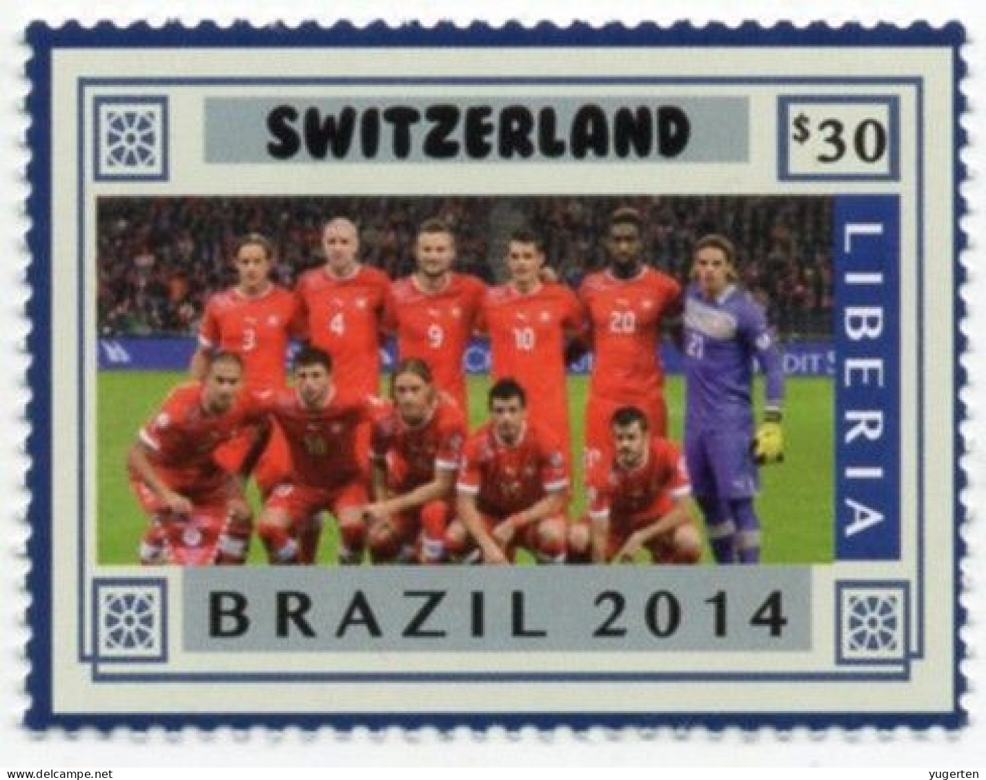 LIBERIA 2014 - 1v - MNH - Switzerland Team - Brazil World Football Championship - Soccer Calcio - Football - World Cup - 2014 – Brésil