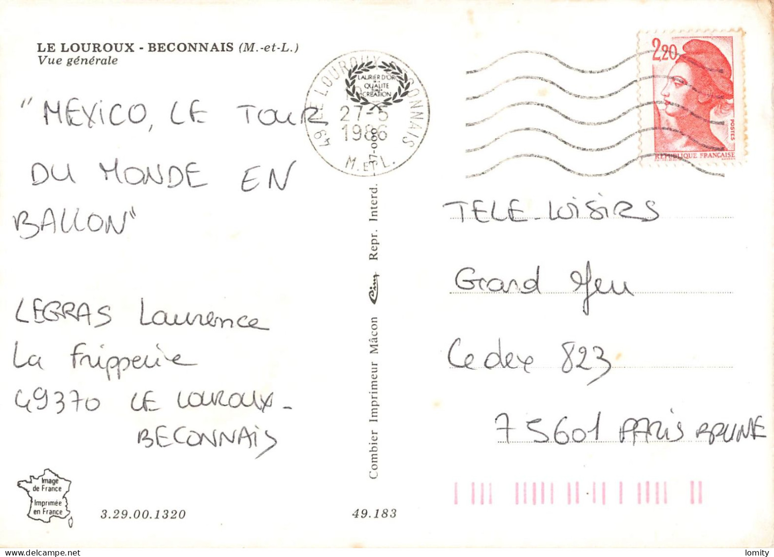 49 Le Louroux Beconnais Vue Générale CPM Cachet 1986 - Le Louroux Beconnais