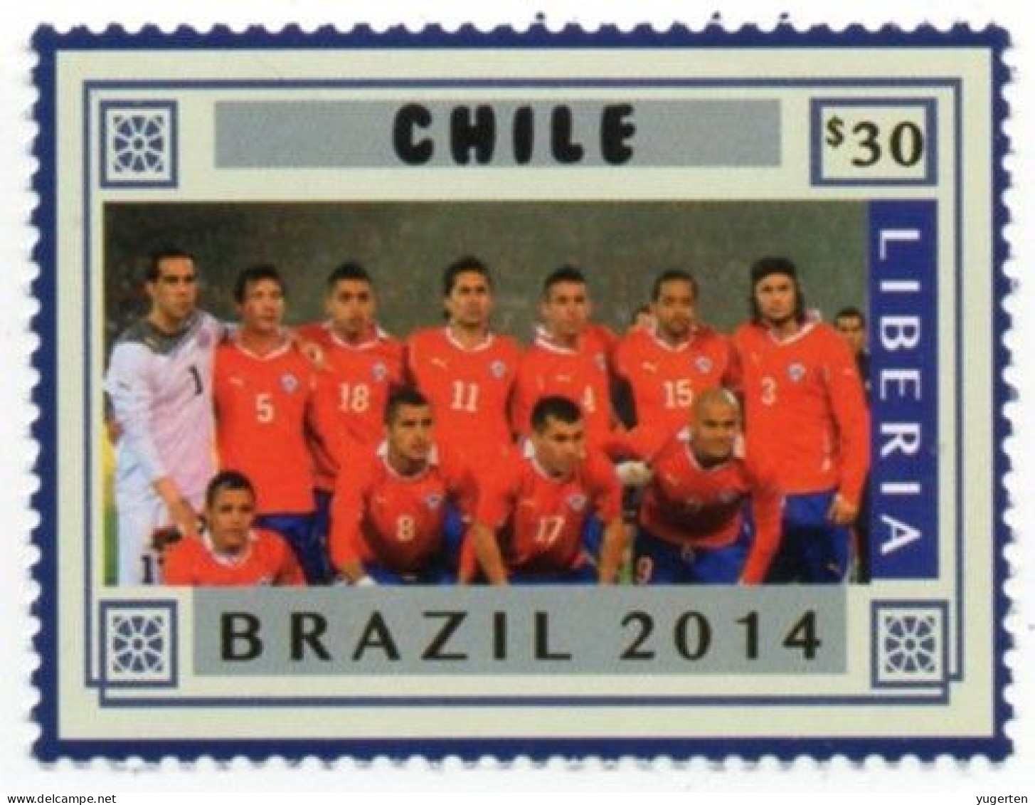 LIBERIA 2014 - 1v - MNH - Chile Team - Brazil World Football Championship - Soccer Calcio - Football - World Cup - 2014 – Brasilien