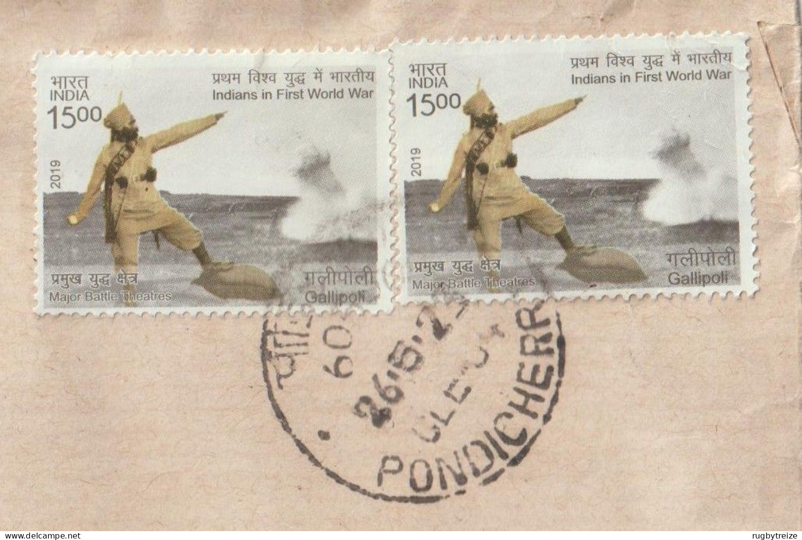 6741 Lettre Cover 2023 INDE INDIA PONDICHERRY PONDICHERY WW1 INDIANS IN FIRST WORLD WAR - Briefe U. Dokumente