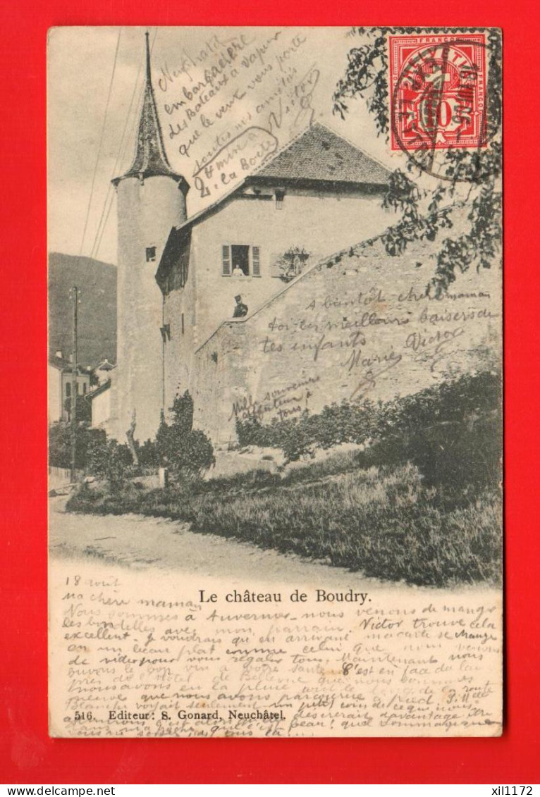 DBC-27  Château De Boudry  Cachet Neuchâtel Et Fontaine Française En Cote-D'or 1906 Gonard 516  - Boudry