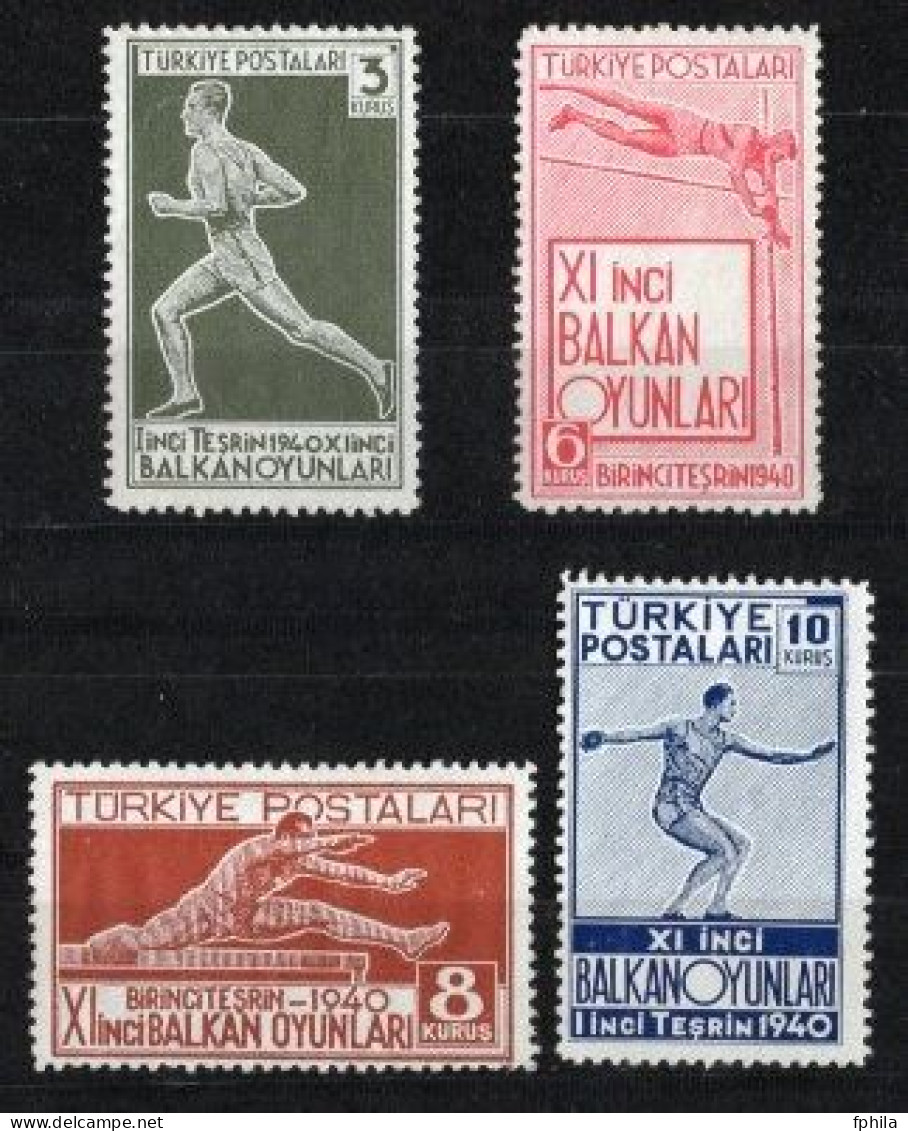1940 TURKEY THE 11TH BALKAN GAMES MH * - Unused Stamps