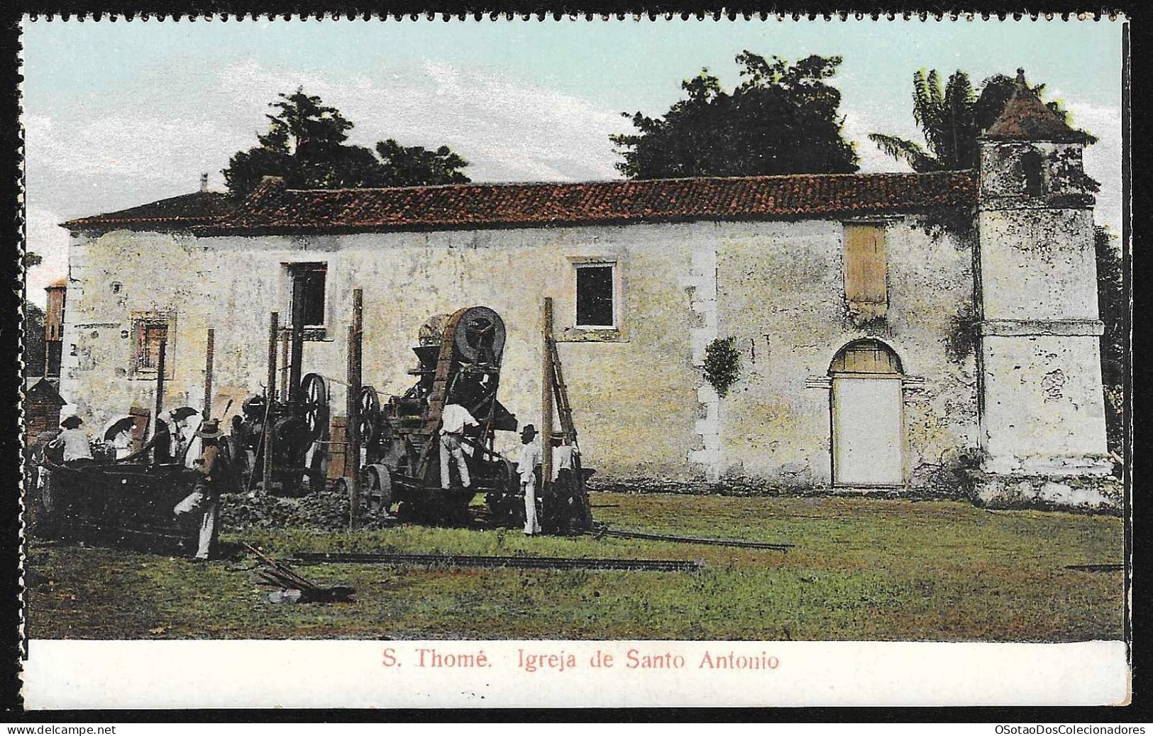 Postal S. Tomé E Principe - S. Thomé - Igreja De Santo António - CPA Anime Etnic - Sao Tome And Principe