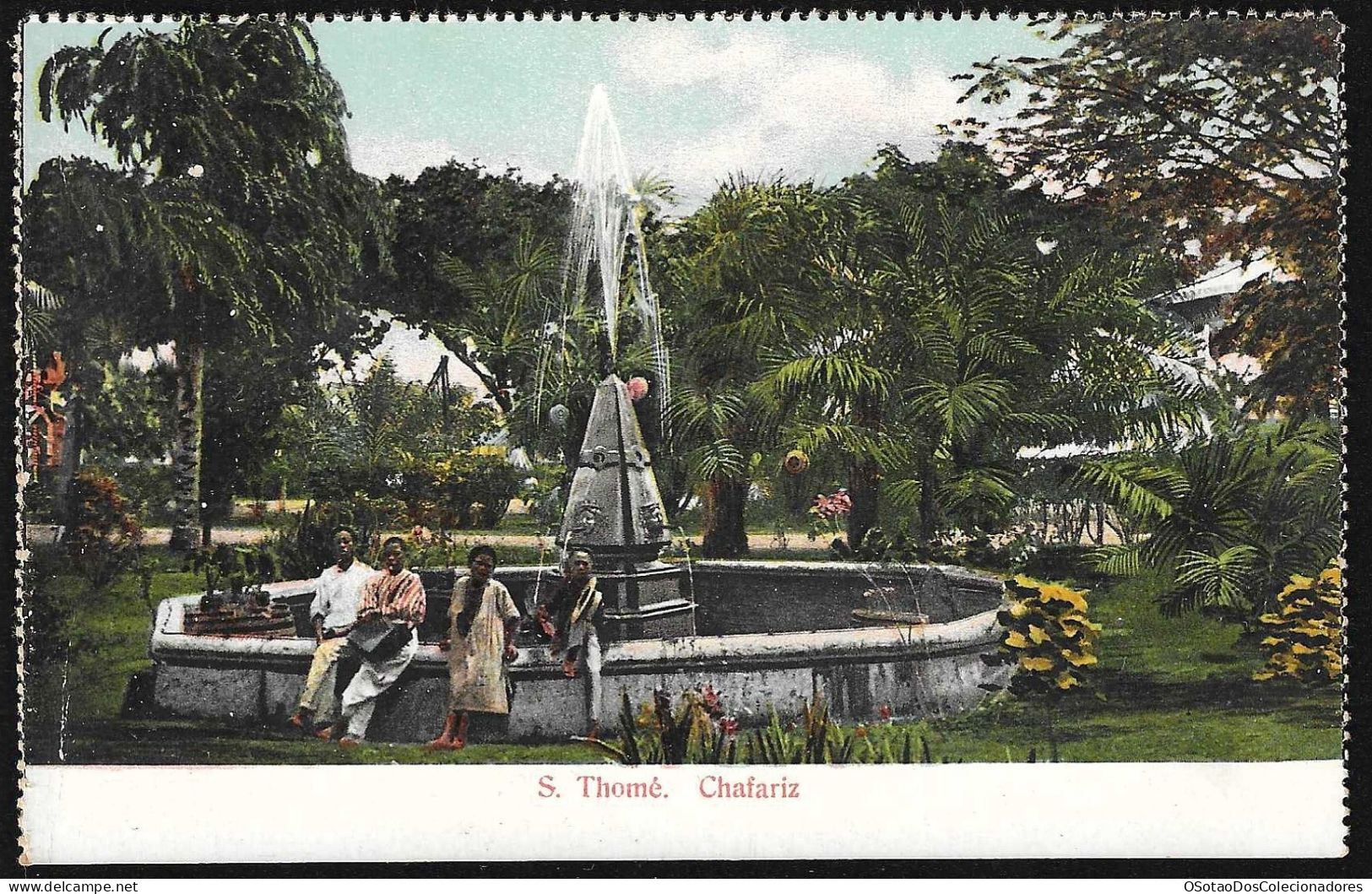 Postal S. Tomé E Principe - S. Thomé - Chafariz - CPA Anime Etnic - Sao Tome En Principe