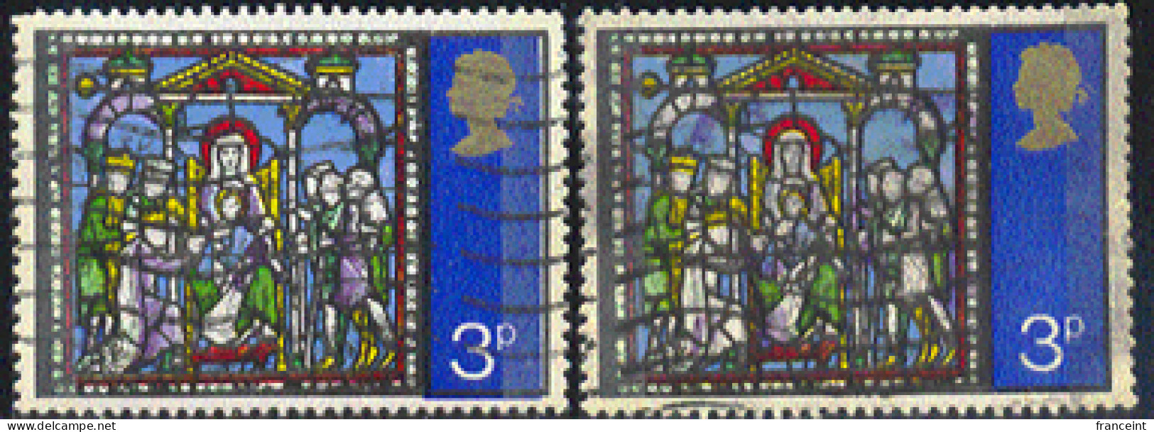 GREAT BRITAIN(1971) Adoration Of The Magi. Color Violet Shifted Right 3-4 Mm On Canceled Stamp. Scott 662 - Varietà, Errori & Curiosità