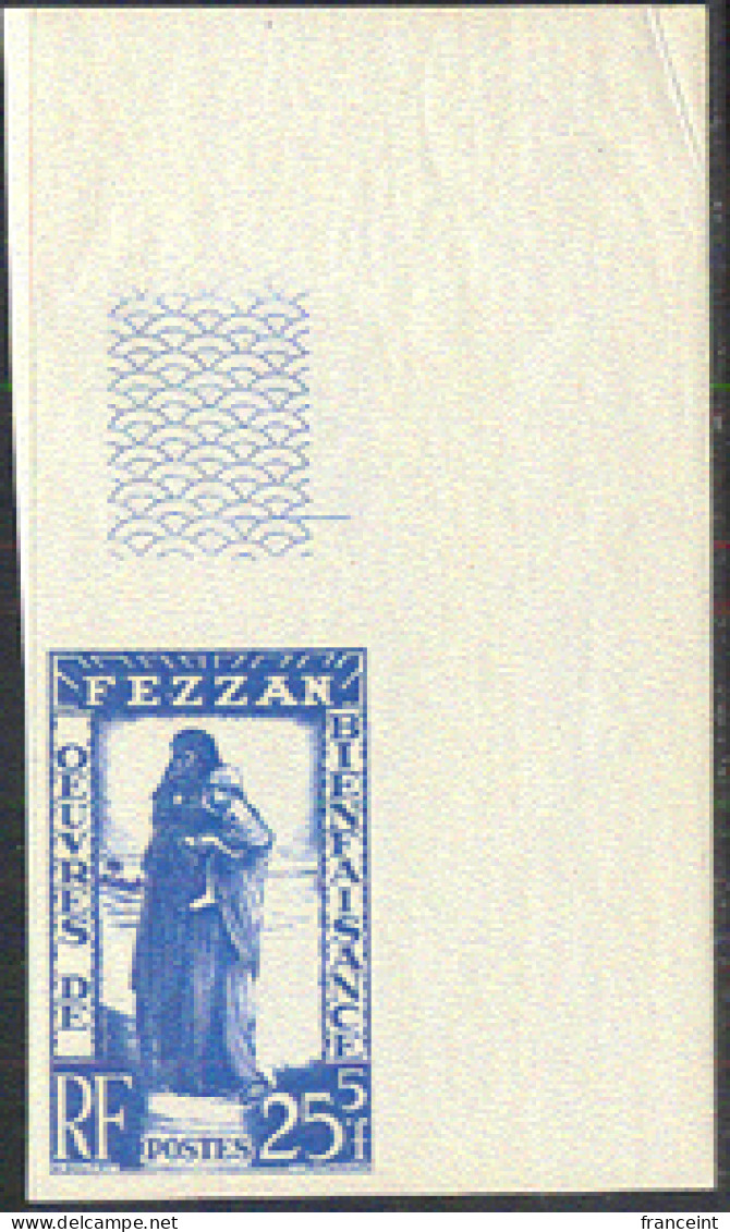 FEZZAN(1950) Mother & Child. Corner Imperforate. Scott No 2NB2, Yvert No 55. - Andere & Zonder Classificatie