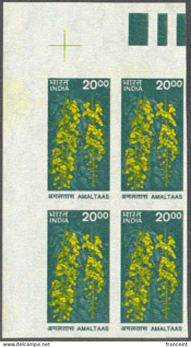 INDIA(2000) Amaltaas. Imperforate Margin Block Of 4. Scott No 1828. - Variétés Et Curiosités