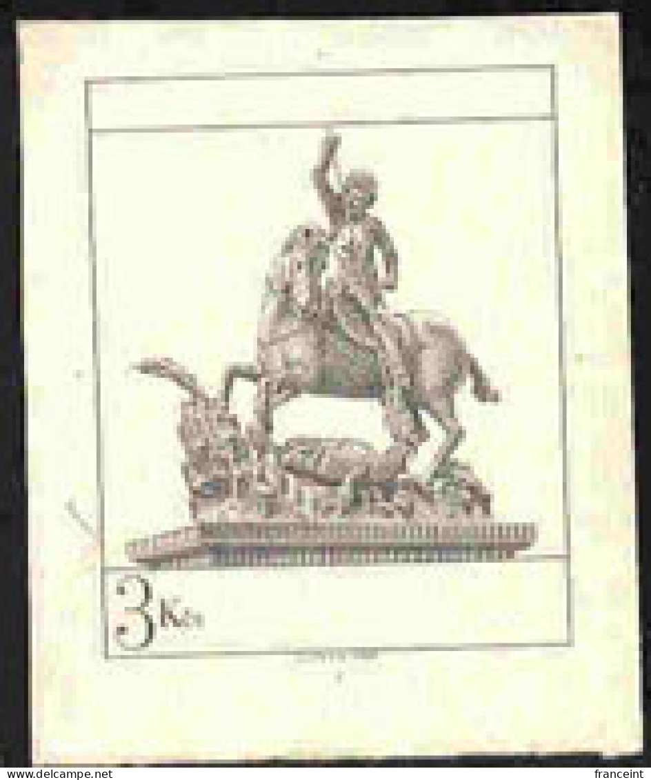 CZECHOSLOVAKIA(1982) St. George Slaying Dragon. Imperforate Proof In Black With Value Only And No Text. Scott 2420 - Proofs & Reprints