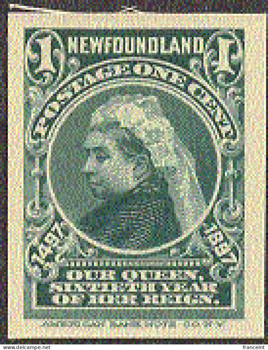 NEWFOUNDLAND(1897) Queen Victoria. India Proof On Card. Scott No 61, Yvert No 48. Rare! - Autres & Non Classés