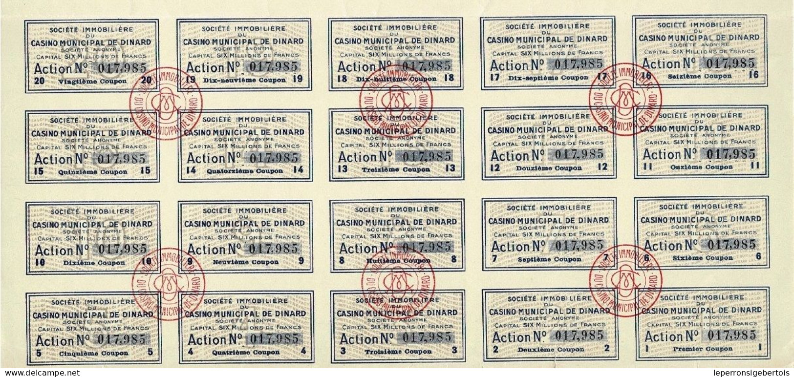 - Titre De 1928  - Société Immobilière Du Casino Municipal De Dinard - - Casinos