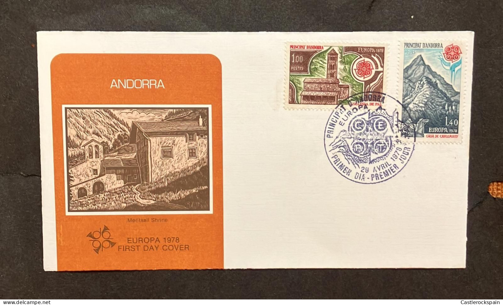 O) 1978 ANDORRA, EUROPA, PAL CHURCH, ARQUITECTURE, CHARLEMAGNE CASTLE, ON HORSEBACK,  FDC XF - Other & Unclassified