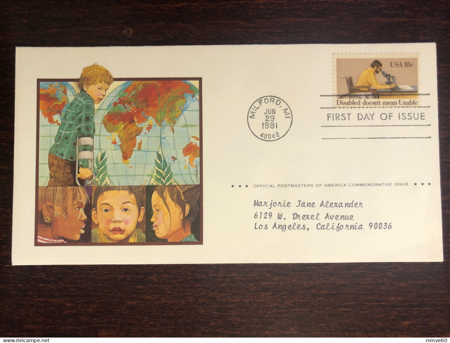 USA FDC 1981 YEAR  DISABLED YEAR HEALTH MEDICINE - 1981-1990