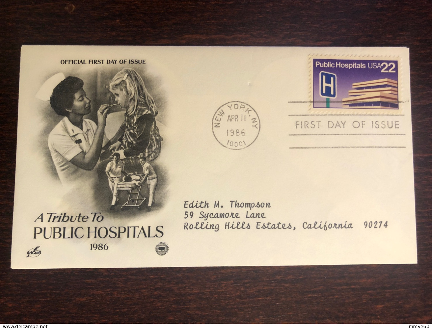 USA FDC 1986 YEAR PUBLIC HOSPITAL HEALTH MEDICINE - 1981-1990