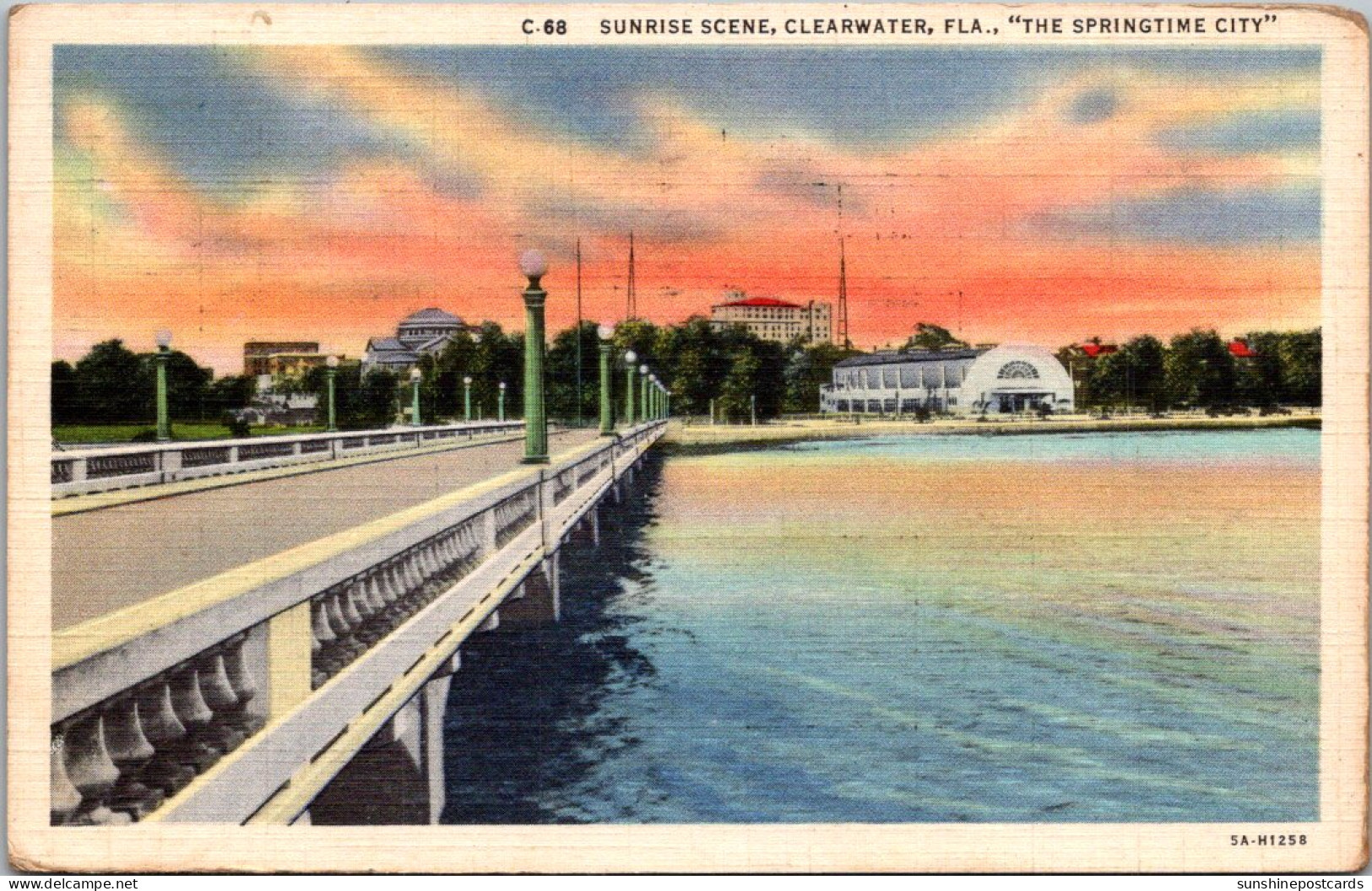 Florida Clearwater Sunrise Scene 1938 Curteich - Clearwater