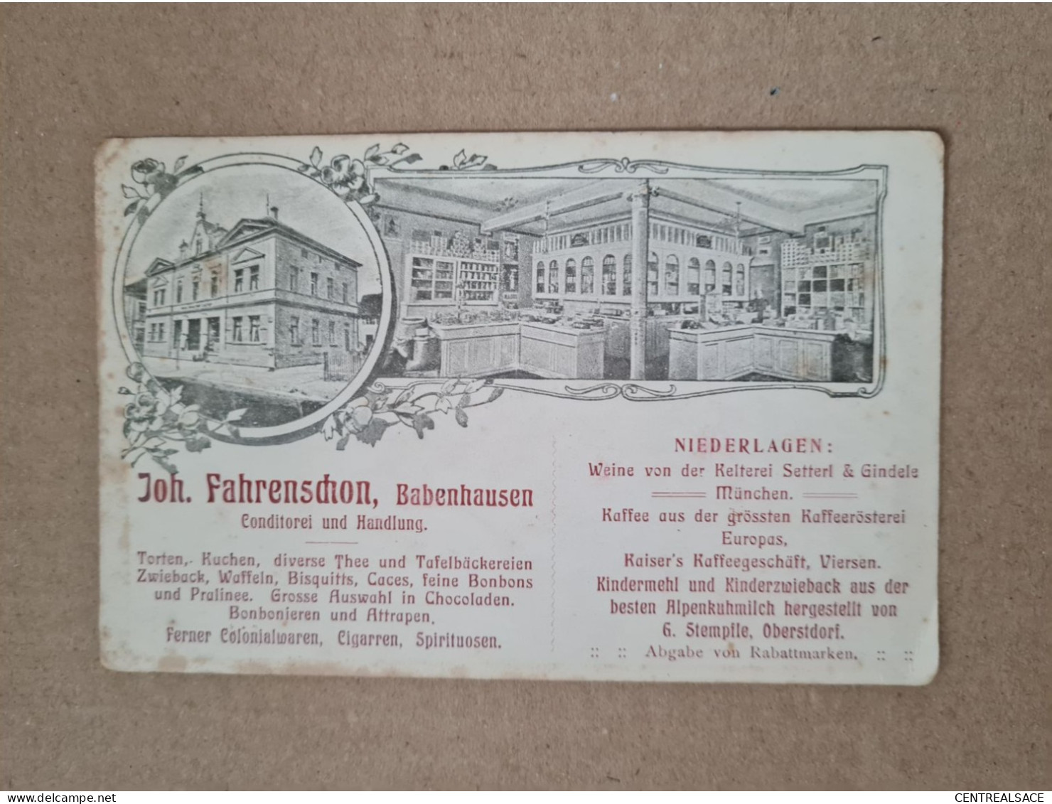 Carte ALLEMAGNE BABENHAUSEN JOHN FAHRENSCHON CONDITOREI - Babenhausen