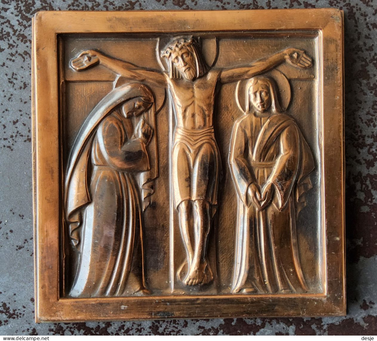 Jezus Aan Het Kruis In Messing - Art Religieux