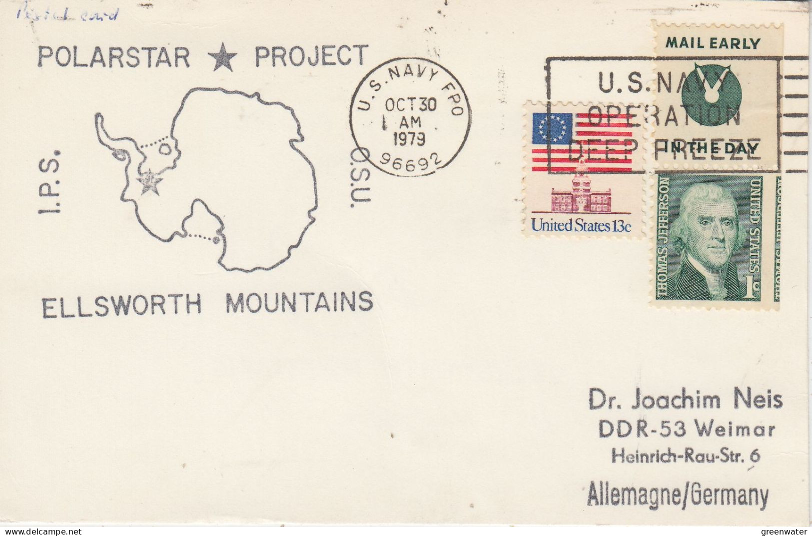 USA Polarstar Project Ellsworth Mountains  Ohio State University Ca McMurdo OCT 30 1979 (58878) - Programmes Scientifiques