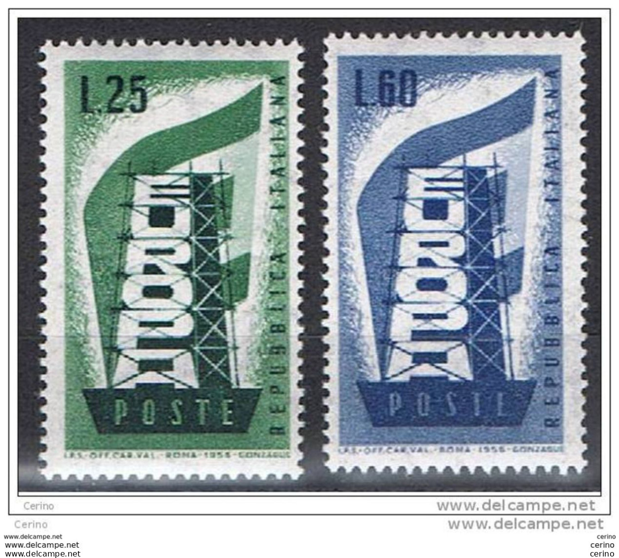 REPUBBLICA:  1956  EUROPA  -  S. CPL. 2  VAL. N. -  SASS. 803/04 - 1956