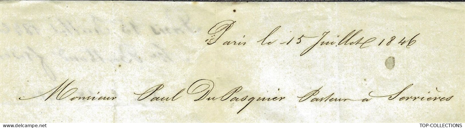 1846 PROTESTANTISME BANQUE PASTEUR PLACEMENTS Paris Banque Berthoud Frères Pour Verrières Suisse - Documentos Históricos